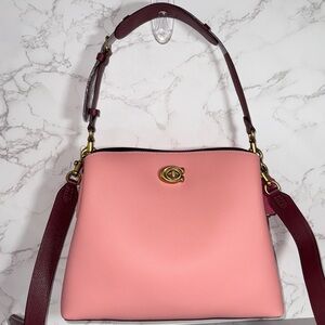 COACH Willow Shoulder Bag In Colorblock Leather - Candy Pink NWT